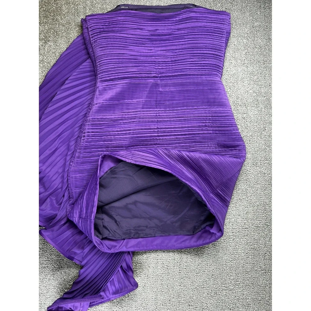 AMUR Dress Womens 4 Purple Kayleigh Mini Strapless Pleated‎ Side Ruffle